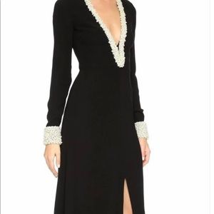 NWT Rachel Zoe Black Pearl and Crystal Beaded Gown, deep v, size 0